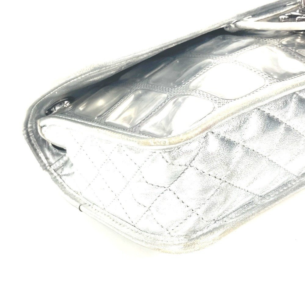 CHANEL Ice Cube Flap Double Chain Bag, Shoulder Leather, Women's, Silver - Picture 7 of 13